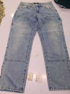Jean cargo ample et léger pour homme, style vintage, en denim délavé, coupe large, avec cordon de serrage et poches zippées, streetwear - Product Image 3