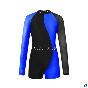 Traje de Ballet para Niñas, Mono de Manga Larga y Pantalones Cortos, 100% Poliéster Elástico, Diseño Personalizado ODM, Venta al Por Mayor - Product Image 4