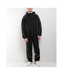 Men's Hooded Racer <b>Jacket</b> Black Polyester Zipper Closure Windproof Casual Autumn Wear Regular Fit Solid Color - Product Image 1