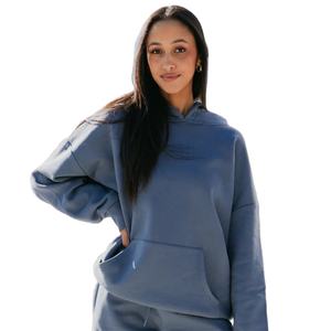 PRO ENTERPRISES Sweat à capuche oversize doublé anti-rides délavé à l'acide pour femme, tissu 100 % coton tissé 360g, streetwear décontracté d'hiver - Product Image 5