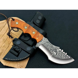 มีดแทรคเกอร์ Burraq แบบกำหนดเอง DIY OEM ทำมือจากเหล็ก D2 ลายตอกแบบ Full Tang พร้อมปลอกหนัง ขนาด 12 นิ้ว ของขวัญวันครบรอบ - Product Image 2