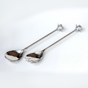 White Marble Design Handle Stainless Steel Silver Polished Salad Serving <b>Set</b> Salad bar Serving <b>Set</b> - Product Image 2