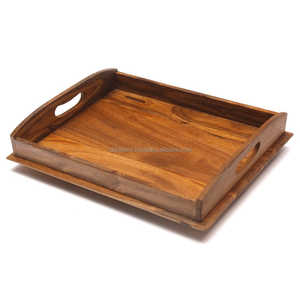 Majestic Timber Luxe Tray Set Hecho a mano Acacia y madera Sheesham con asas para el hogar, el hotel y el estilo de mesa de lujo - Product Image 2