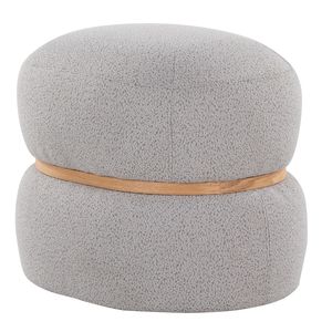Pouf Ottoman Cinch in Tessuto Grigio Contemporaneo e Legno Naturale - Collezione Sgabelli e Pouf - Product Image 3