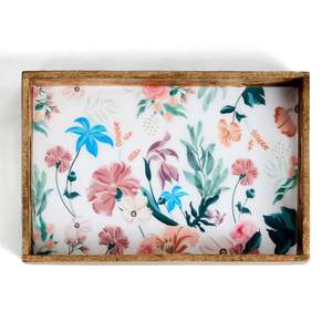 Elegante Bandeja de Servir de Madera de Mango con Estampado Floral, Bandeja Decorativa Rectangular de Madera para Pedidos al por Mayor - Product Image 2
