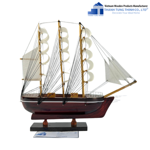 Modèle de bateau en bois Thanh Tung Thinh, bateau à voile décoratif classique fait à la main pour la décoration du salon - Product Image 4
