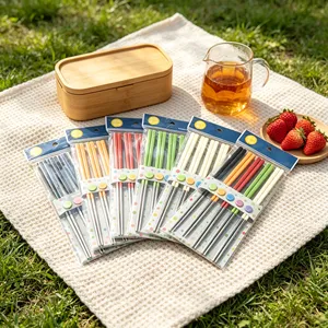 Ensemble de baguettes en acier inoxydable 304, rondes, couleur unie, durables, design minimaliste, pour les fêtes - Product Image 3