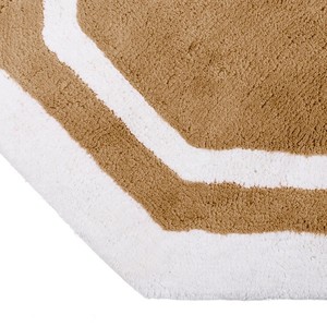 Modern Octagon Bath <b>Mat</b> Cotton Tufted Geometric Beige White Border Non-Slip Rubber Backing Home <b>Bathroom</b> Rug - Product Image 5