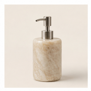Premium Natural Beige Marble <b>Soap</b> Dispenser with Stainless Steel Pump Luxury Stone Liquid Handwash Bottle for Modern Bathroom - Product Image 3