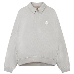 Ensemble sweat-shirt et short polo épais pour homme, en coton, style streetwear, avec col côtelé, ensemble de vêtements de sport tendance en gris - Product Image 1