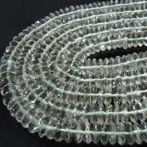 Cuentas de Cuarzo Cristal Natural Genuino, Facetadas, Corte Alemán, Forma de Disco Rondelle - Product Image 1
