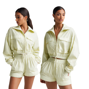 Crop 100% Nylon Windbreaker Shorts Set Women Cropped Waterproof Tops <b>Wind</b> <b>Breaker</b> Shorts Ladies Mountain Shorts Set Women's - Product Image 1