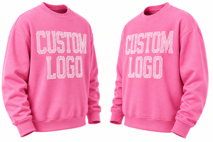 Sudadera de Cuello Redondo Rosa para Hombre, Diseño con Letras de Pedrería, Corte Regular Informal, Estilo Otoñal, 100% Algodón Tejido, 350g - Product Image 3