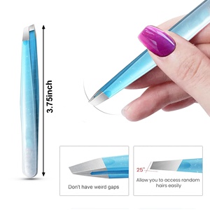 Pince à sourcils inclinée de haute qualité en acier inoxydable à bas prix pour l'épilation du menton et des poils incarnés sans lacunes et parfaitement alignée - Product Image 4