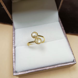 Natural Round Citrine Gemstone <b>Ring</b> Adjustable – Handmade <b>Plain</b> Band Birthstone Jewelry Bulk - Product Image 1