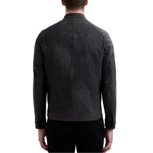 <b>Men's</b> Premium Slim-Fit XS Size Steel Color Sheepskin <b>Suede</b> Bomber <b>Jacket</b> Tanned Processing Leathertex Brand - Product Image 4