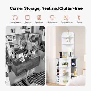 Mueble de Almacenamiento de Madera Independiente de 64 Pulgadas de Alto con 6 Niveles, Puertos USB y Tomas de Corriente, Estantes Ajustables para Sala de Estar - Product Image 3