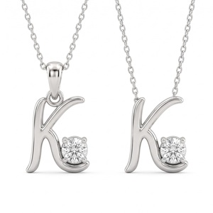 จี้ตัวอักษร 18K สุดฮิต ทรงกลมเจียระไนแบบบริลเลียนท์ เพชรเลี้ยงในห้องปฏิบัติการและเพชรธรรมชาติ ดีไซน์คลาสสิกสำหรับทุกเพศ ตัวอักษร K เครื่องประดับเพชร - Product Image 2