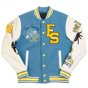 Chaquetas Varsity Personalizadas SHY para Hombre, Chaquetas de Invierno Informales de Lana con Mangas Regulares, Chaqueta Bomber de Béisbol con Parches de Chenilla Bordados - Product Image 5