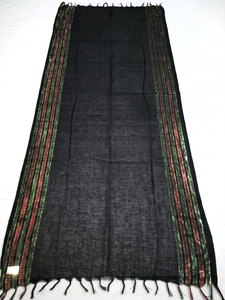 Chal de Algodón Suave y Duradero para Mujer, a Rayas, Largo y Ligero, con Ribete Negro, Verde, Rojo y Dorado, Tradicional, para Uso Diario en Todas las Estaciones - Product Image 5
