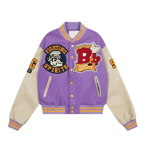 Veste universitaire décontractée à coupe régulière avec fermeture boutonnée en polyester et coton pour homme, couleur unie, idéale pour l'automne et l'hiver. - Product Image 1