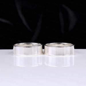 Trendy Simple 925 Sterling Silver <b>Ring</b> <b>Set</b> Minimalist Matching Bands For Couples Smooth Plain Silver <b>Ring</b> Custom Logo Wholesale - Product Image 5