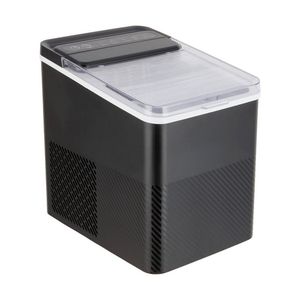 Fabbricatore di ghiaccio da banco Nero Intenso, 9 cubetti a forma di proiettile, 2 misure di ghiaccio, 26 libbre/24 ore, vassoio rimovibile e lavabile, paletta, autopulente, per Hotel e Camper - Product Image 1