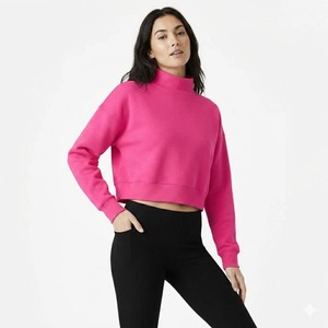 Sweat-shirt à col montant surdimensionné en molleton pour femme, avec logo personnalisé, couleurs et tailles personnalisables, idéal pour l'hiver et le streetwear. - Product Image 1