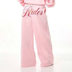 Pantalon de survêtement ample rose pâle de qualité supérieure, 100 % coton molletonné, imprimé sérigraphié, pour femme – Meilleure vente - Product Image 2