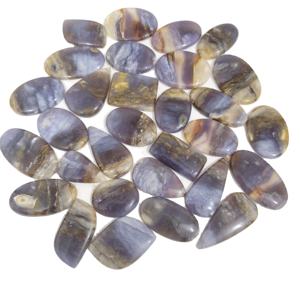 Pierres précieuses KHUSHI GEMS, agate plume naturelle de régence, cabochon, pierres précieuses de guérison en vrac, certifiées par un tiers, formes mixtes de 20 à 45 mm pour fil - Product Image 3