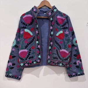 Velvet Embroidered Jacket Hand Embroidered Suzani Jacket Boho Ethnic Floral Coat Bold Statement Outerwear for Women Winter - Product Image 1