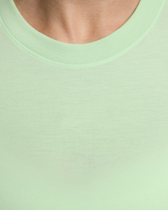 Women's Light Green Crew Neck Short Sleeve Knitted <b>Crop</b> <b>Top</b> Solid Color Breathable Slim Fit Casual T-Shirt Spring Summer - Product Image 5