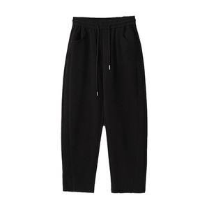2026 Black Cargo Jogger Pants Elastic Waist Drawstring Multiple Pockets Casual Spring Style 100% Cotton Breathable Midweight - Product Image 1