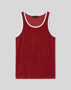 ABINZ ENTERPRISES 2026 – Nouveau débardeur en velours tricoté respirant pour homme, couleur unie rouge, avec sangle latérale blanche, col rond, style décontracté – Vente en gros - Product Image 1