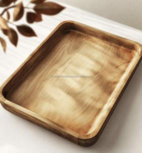 Bandeja de Servicio de Madera de Acacia de Diseño Creativo para Restaurante, Plato Rectangular de Bambú para Pastel de Bodas, Frutas, Bocadillos, Comida, Color Personalizado - Product Image 5