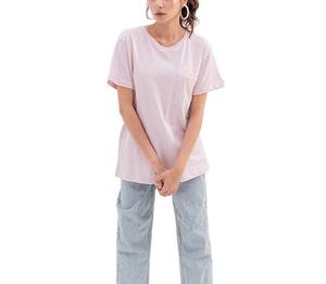 T-shirt d'été décontracté vintage pour femme, coupe ample, col rond, manches courtes, imprimé léopard, gris foncé uni, en jersey bouclette tricoté avec logo - Product Image 2