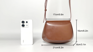 Sac à bandoulière élégant en cuir véritable pour femme, petit sac à main croisé avec sangle réglable, sacoche minimaliste stylée - Product Image 5