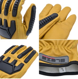 Heavy Duty Cowhide Leather Work Gloves TPR Impact Resistant Mechanic Safety Gloves for Industrial Construction Work - Product Image 2
