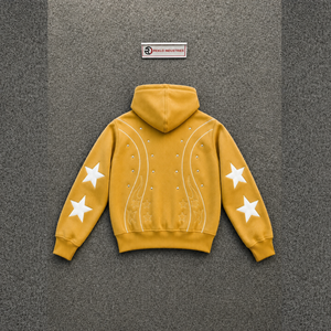 เสื้อฮู้ดซิปดาวสีเหลืองขนาดใหญ่พิเศษ ยูนิเซ็กส์ ผ้าฟลีซ ทรงหลวม อุ่นสบายสำหรับฤดูหนาว พร้อมลวดลายโค้งมน ทรงปกติ สวมใส่สบายสำหรับฤดูใบไม้ร่วง - Product Image 6