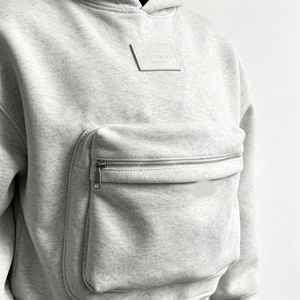 Men's Oversized <b>Zip</b>-Up <b>Hoodie</b> Soft Fleece Fabric Built-In Backpack <b>Pocket</b> Autumn Casual Wear Solid Color Regular Fit - Product Image 4
