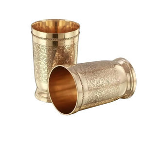 Vaso de Agua de Latón con Acabado Metálico Mate, para Beber, Servir Agua, Yoga, Ayurveda, Vaso de Cóctel Antiguo, Artículo de Regalo - Product Image 1