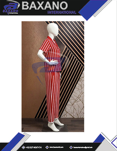 Delta |   Sigma |   Conjunto de Pijama Tipo Túnica a Rayas Theta Sorority, Nuevo Estilo de Verano, Conjunto de Pijama de Dos Piezas a Rayas Rojas con Cintura Elástica - Product Image 4