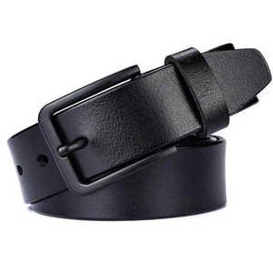 Ceinture pour homme en cuir véritable noir pleine fleur réglable, best-seller, fabriquée au Pakistan - Product Image 2