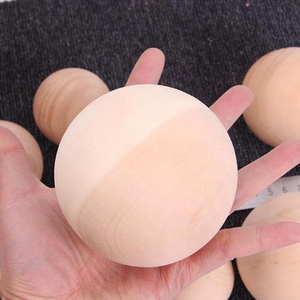 25mm Natural Wood Beads Half-hole Beads Products DIY Accessories Wooden Wall Signs - Product Image 4