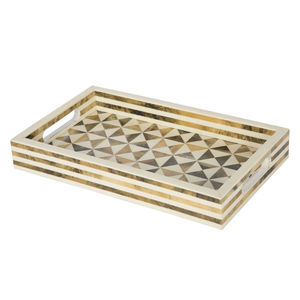 Bandejas de servir redondas de madera con diseño floral y perlas para mesa de comedor, bandejas para servir comida y bebidas, suministros para el hogar y hoteles - Product Image 2