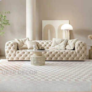 Turku <b>Cream</b> Wind Cloth Luxury King-Size Minimalist Lounge Couch for Bedroom & Living Room Modern <b>Sofa</b> - Product Image 6