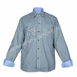 เสื้อเชิ้ตผู้ชายสไตล์บาวาเรียนเยอรมันแบบดั้งเดิมรุ่นล่าสุด ผลิตจากผ้าฝ้าย 100% เป็นมิตรกับสิ่งแวดล้อม ระบายอากาศได้ดี ไม่ยับ สีเขียวและขาว - Product Image 1