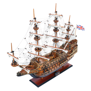 โมเดลเรือซีดาร์ไม้แกะสลักเพ้นท์ลาย Sovereign Seas งานแฮนด์เมด - ของตกแต่งบ้านธีมทะเล - ของขวัญสำหรับโรงแรม/สำนักงาน - ขายส่ง - Product Image 4