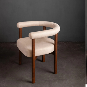 Silla de Salón Moderna con Detalles en Madera de Teca Sólida, Silla Tapizada Minimalista para Villas de Lujo, Hoteles y Interiores Contemporáneos - Product Image 2
