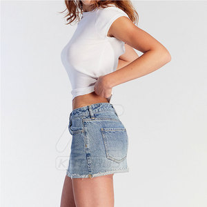 Jupe en jean décontractée pour femme, style classique, respirante, 100% coton, coupe régulière, couleurs et tailles personnalisées pour l'été - Product Image 4